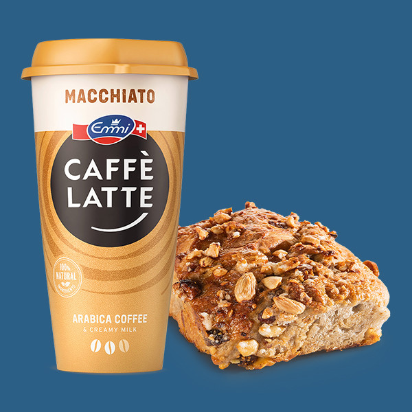 Früchte Joghurtbrötchen & <br> Emmi CAFFÈ LATTE, 23 cl