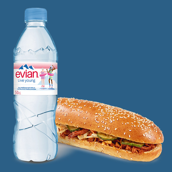 Brioche Baguette* & <br> Evian, 50 cl
